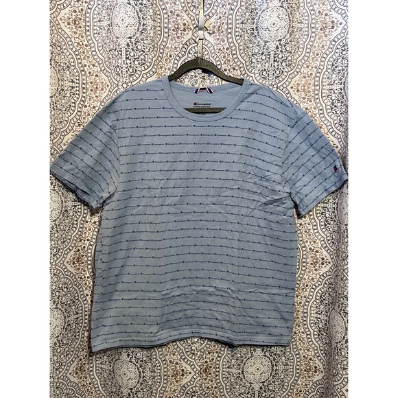 Champion Mens Blue Logo Print Short-Sleeve T-Shirt XL Cotton - Picture 1 of 9